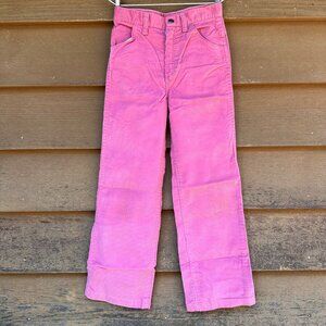 Vintage Wrangler Girls Pink Corduroy Pants Straight Leg Mid-Rise Retro Style